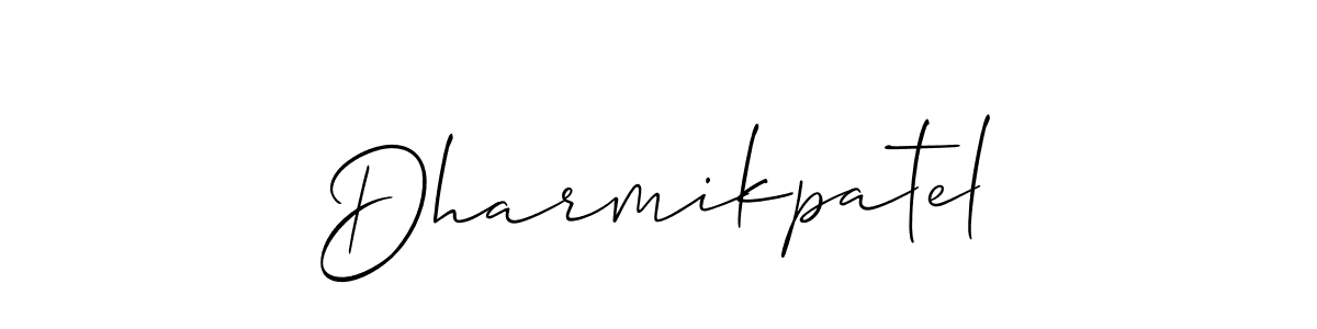 Make a beautiful signature design for name Dharmikpatel. With this signature (Allison_Script) style, you can create a handwritten signature for free. Dharmikpatel signature style 2 images and pictures png