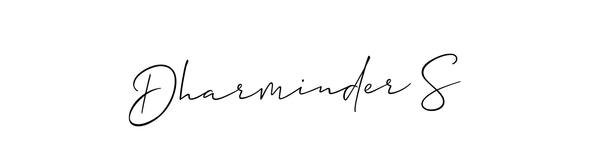 Use a signature maker to create a handwritten signature online. With this signature software, you can design (Allison_Script) your own signature for name Dharminder S. Dharminder S signature style 2 images and pictures png