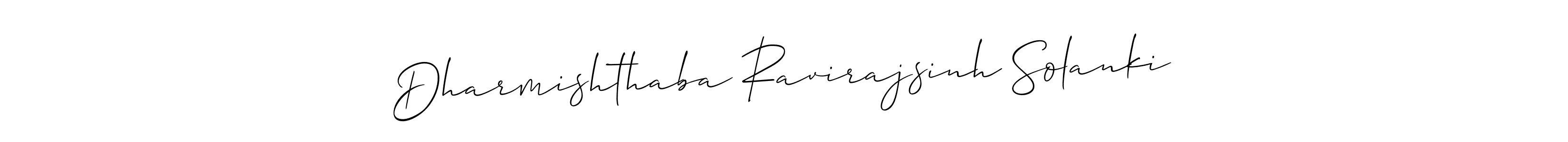 Create a beautiful signature design for name Dharmishthaba Ravirajsinh Solanki. With this signature (Allison_Script) fonts, you can make a handwritten signature for free. Dharmishthaba Ravirajsinh Solanki signature style 2 images and pictures png