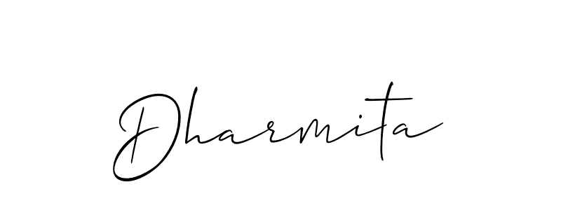 Use a signature maker to create a handwritten signature online. With this signature software, you can design (Allison_Script) your own signature for name Dharmita. Dharmita signature style 2 images and pictures png