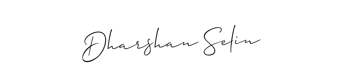 Also You can easily find your signature by using the search form. We will create Dharshan Selin name handwritten signature images for you free of cost using Allison_Script sign style. Dharshan Selin signature style 2 images and pictures png