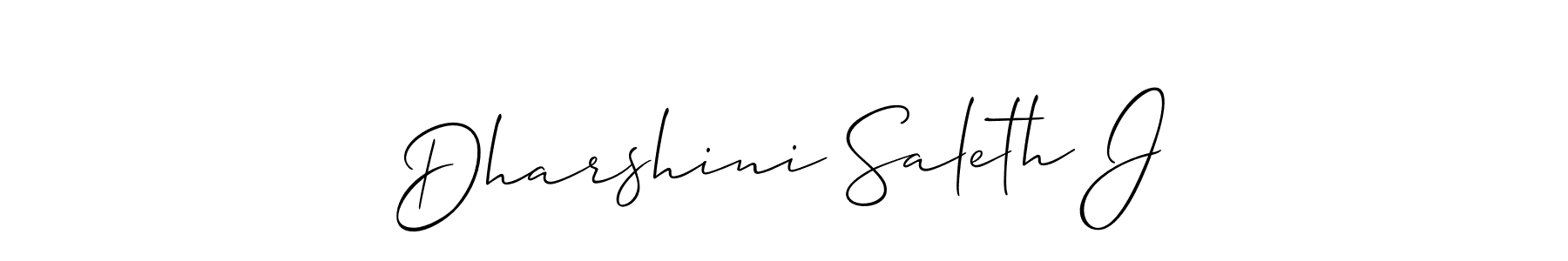 if you are searching for the best signature style for your name Dharshini Saleth J. so please give up your signature search. here we have designed multiple signature styles  using Allison_Script. Dharshini Saleth J signature style 2 images and pictures png