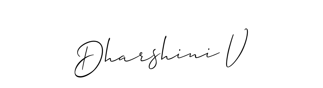 Also You can easily find your signature by using the search form. We will create Dharshini V name handwritten signature images for you free of cost using Allison_Script sign style. Dharshini V signature style 2 images and pictures png