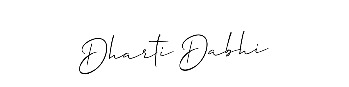 Allison_Script is a professional signature style that is perfect for those who want to add a touch of class to their signature. It is also a great choice for those who want to make their signature more unique. Get Dharti Dabhi name to fancy signature for free. Dharti Dabhi signature style 2 images and pictures png