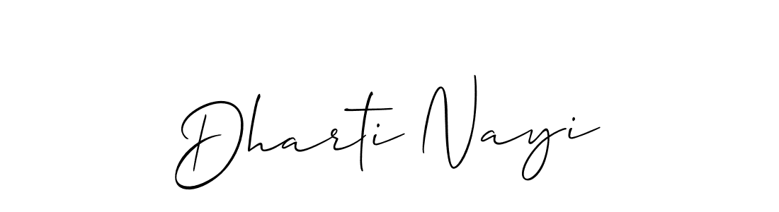 Also we have Dharti Nayi name is the best signature style. Create professional handwritten signature collection using Allison_Script autograph style. Dharti Nayi signature style 2 images and pictures png