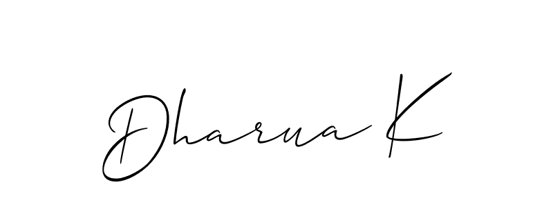Design your own signature with our free online signature maker. With this signature software, you can create a handwritten (Allison_Script) signature for name Dharua K. Dharua K signature style 2 images and pictures png