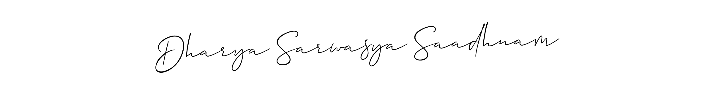 Design your own signature with our free online signature maker. With this signature software, you can create a handwritten (Allison_Script) signature for name Dharya Sarwasya Saadhnam. Dharya Sarwasya Saadhnam signature style 2 images and pictures png