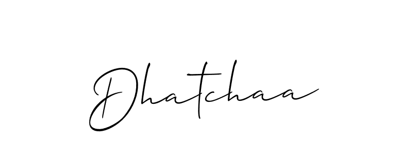 How to make Dhatchaa name signature. Use Allison_Script style for creating short signs online. This is the latest handwritten sign. Dhatchaa signature style 2 images and pictures png