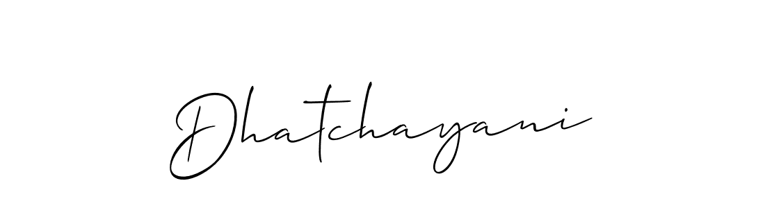 Create a beautiful signature design for name Dhatchayani. With this signature (Allison_Script) fonts, you can make a handwritten signature for free. Dhatchayani signature style 2 images and pictures png