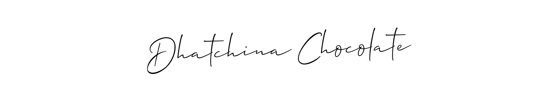 The best way (Allison_Script) to make a short signature is to pick only two or three words in your name. The name Dhatchina Chocolate include a total of six letters. For converting this name. Dhatchina Chocolate signature style 2 images and pictures png