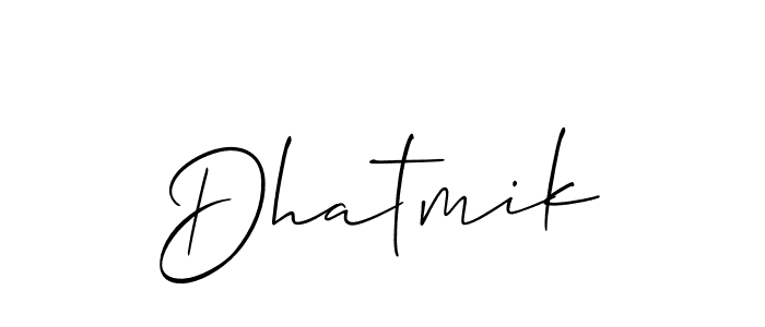 Use a signature maker to create a handwritten signature online. With this signature software, you can design (Allison_Script) your own signature for name Dhatmik. Dhatmik signature style 2 images and pictures png