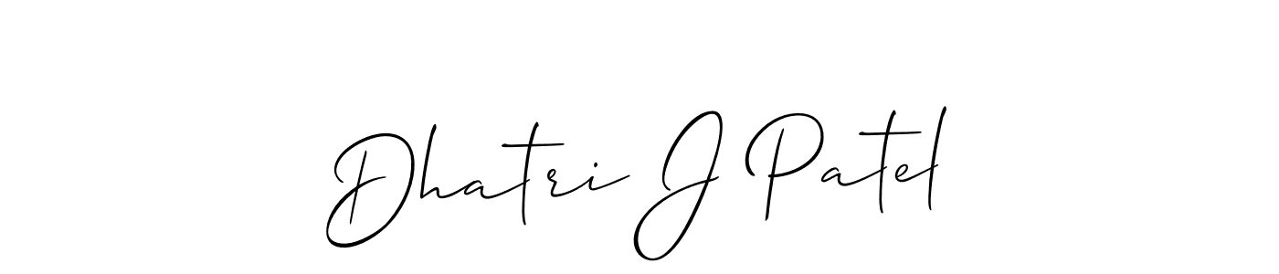 Make a short Dhatri J Patel signature style. Manage your documents anywhere anytime using Allison_Script. Create and add eSignatures, submit forms, share and send files easily. Dhatri J Patel signature style 2 images and pictures png