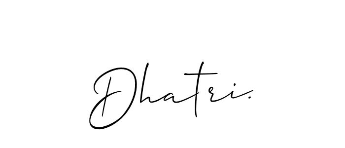 Use a signature maker to create a handwritten signature online. With this signature software, you can design (Allison_Script) your own signature for name Dhatri.. Dhatri. signature style 2 images and pictures png