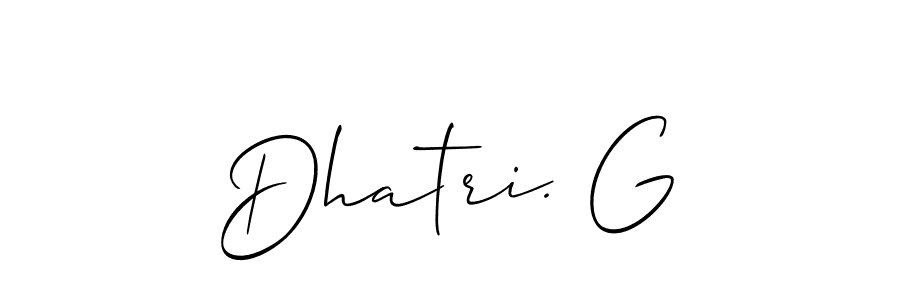 Use a signature maker to create a handwritten signature online. With this signature software, you can design (Allison_Script) your own signature for name Dhatri. G. Dhatri. G signature style 2 images and pictures png