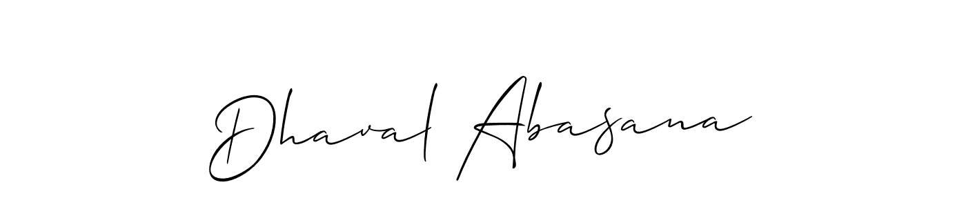 The best way (Allison_Script) to make a short signature is to pick only two or three words in your name. The name Dhaval Abasana include a total of six letters. For converting this name. Dhaval Abasana signature style 2 images and pictures png