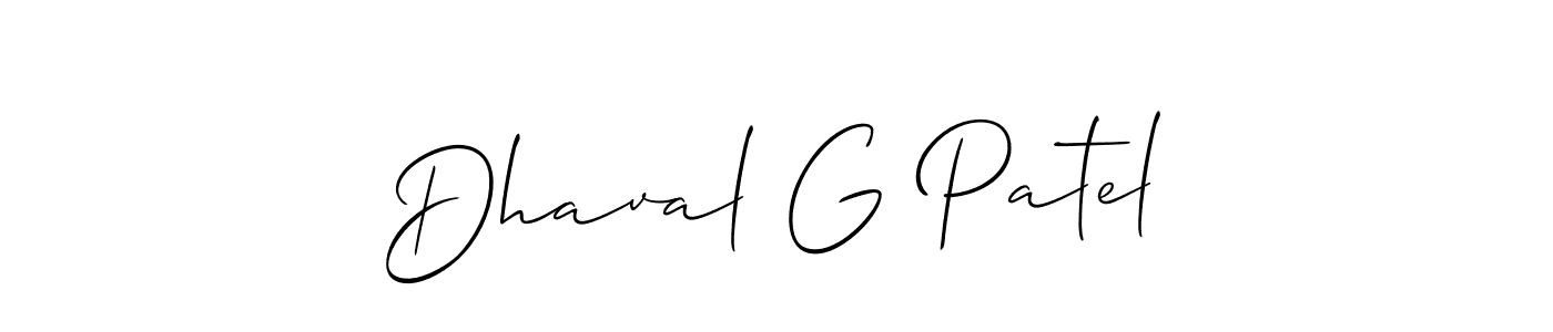 Create a beautiful signature design for name Dhaval G Patel. With this signature (Allison_Script) fonts, you can make a handwritten signature for free. Dhaval G Patel signature style 2 images and pictures png
