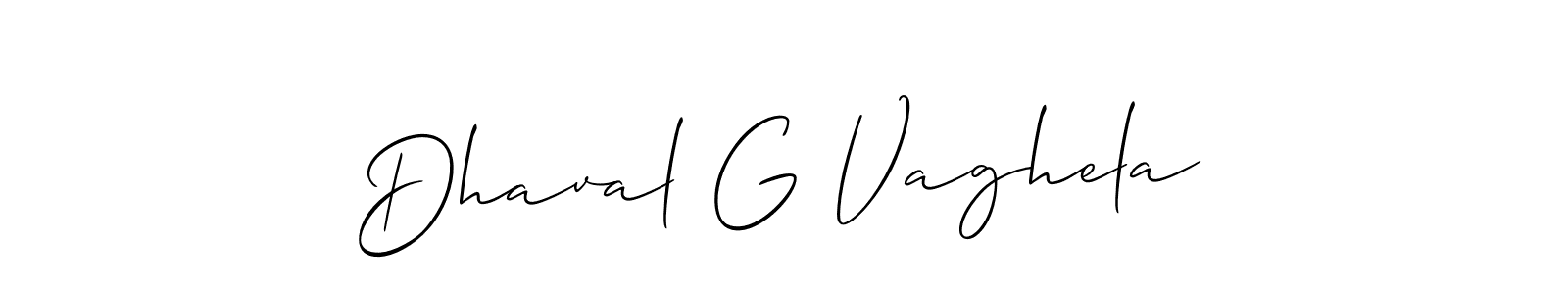 How to make Dhaval G Vaghela signature? Allison_Script is a professional autograph style. Create handwritten signature for Dhaval G Vaghela name. Dhaval G Vaghela signature style 2 images and pictures png