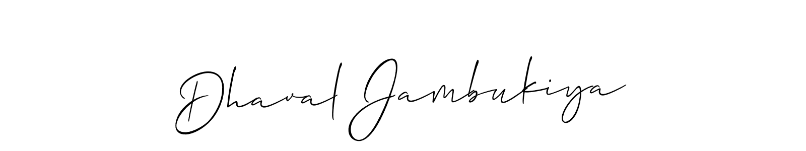 Make a beautiful signature design for name Dhaval Jambukiya. With this signature (Allison_Script) style, you can create a handwritten signature for free. Dhaval Jambukiya signature style 2 images and pictures png