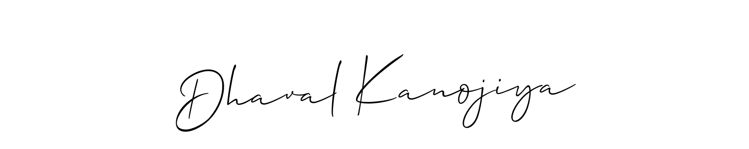 Allison_Script is a professional signature style that is perfect for those who want to add a touch of class to their signature. It is also a great choice for those who want to make their signature more unique. Get Dhaval Kanojiya name to fancy signature for free. Dhaval Kanojiya signature style 2 images and pictures png