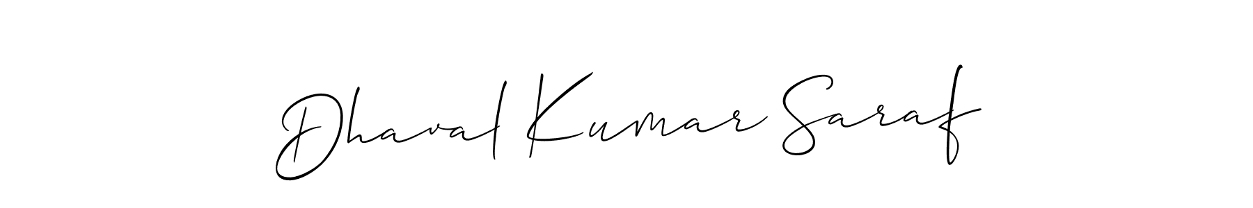 Also You can easily find your signature by using the search form. We will create Dhaval Kumar Saraf name handwritten signature images for you free of cost using Allison_Script sign style. Dhaval Kumar Saraf signature style 2 images and pictures png