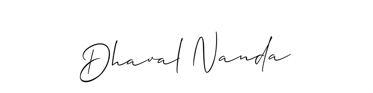 How to make Dhaval Nanda name signature. Use Allison_Script style for creating short signs online. This is the latest handwritten sign. Dhaval Nanda signature style 2 images and pictures png