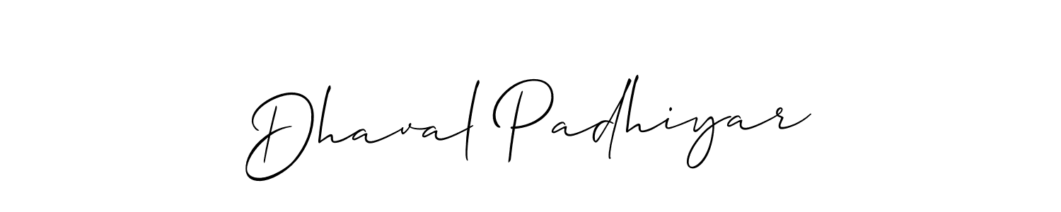 if you are searching for the best signature style for your name Dhaval Padhiyar. so please give up your signature search. here we have designed multiple signature styles  using Allison_Script. Dhaval Padhiyar signature style 2 images and pictures png