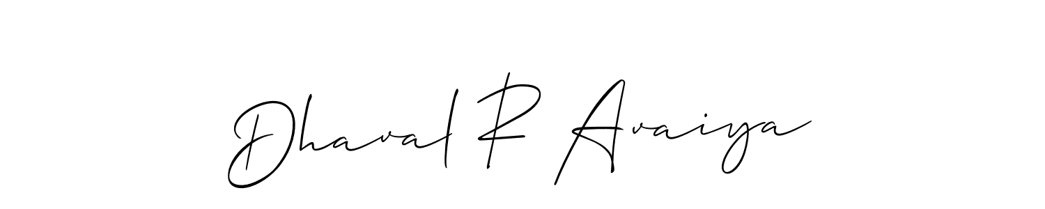 How to Draw Dhaval R Avaiya signature style? Allison_Script is a latest design signature styles for name Dhaval R Avaiya. Dhaval R Avaiya signature style 2 images and pictures png