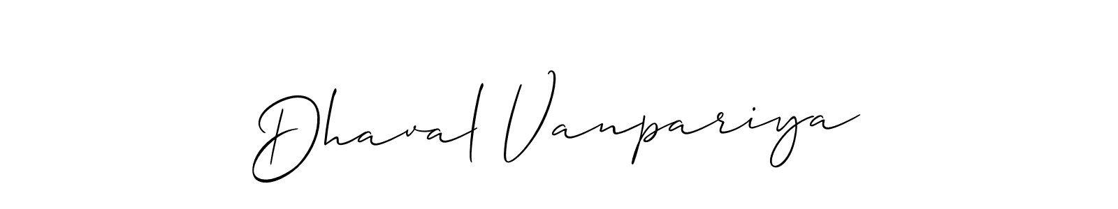 How to make Dhaval Vanpariya signature? Allison_Script is a professional autograph style. Create handwritten signature for Dhaval Vanpariya name. Dhaval Vanpariya signature style 2 images and pictures png