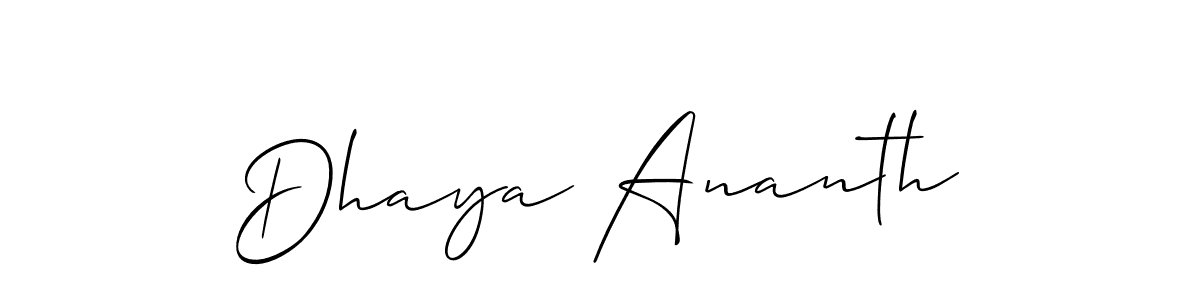 Use a signature maker to create a handwritten signature online. With this signature software, you can design (Allison_Script) your own signature for name Dhaya Ananth. Dhaya Ananth signature style 2 images and pictures png