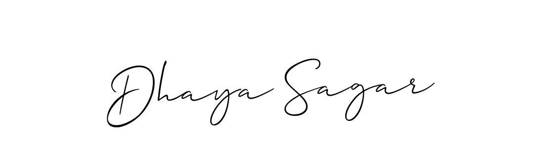 The best way (Allison_Script) to make a short signature is to pick only two or three words in your name. The name Dhaya Sagar include a total of six letters. For converting this name. Dhaya Sagar signature style 2 images and pictures png