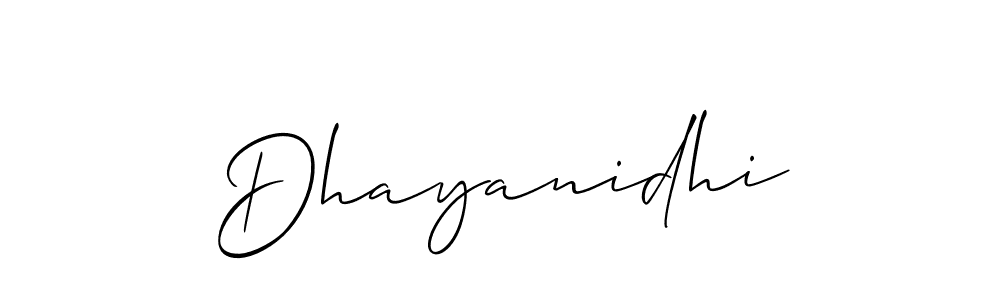 Use a signature maker to create a handwritten signature online. With this signature software, you can design (Allison_Script) your own signature for name Dhayanidhi. Dhayanidhi signature style 2 images and pictures png
