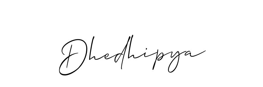 Create a beautiful signature design for name Dhedhipya. With this signature (Allison_Script) fonts, you can make a handwritten signature for free. Dhedhipya signature style 2 images and pictures png