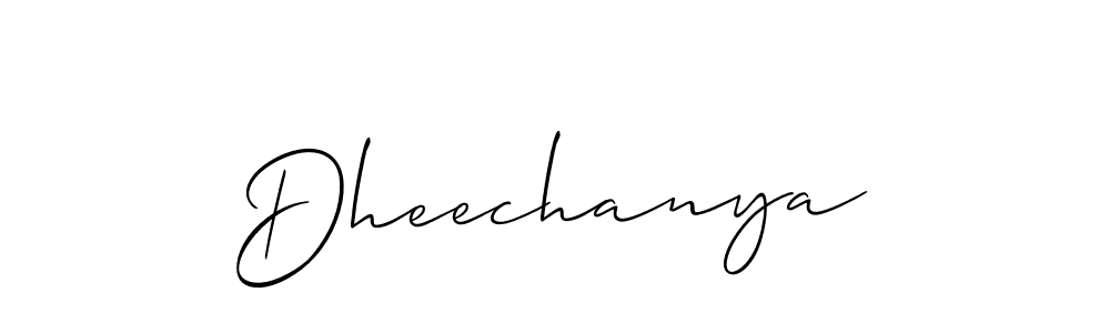 Design your own signature with our free online signature maker. With this signature software, you can create a handwritten (Allison_Script) signature for name Dheechanya. Dheechanya signature style 2 images and pictures png