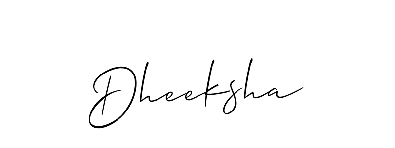 Allison_Script is a professional signature style that is perfect for those who want to add a touch of class to their signature. It is also a great choice for those who want to make their signature more unique. Get Dheeksha name to fancy signature for free. Dheeksha signature style 2 images and pictures png