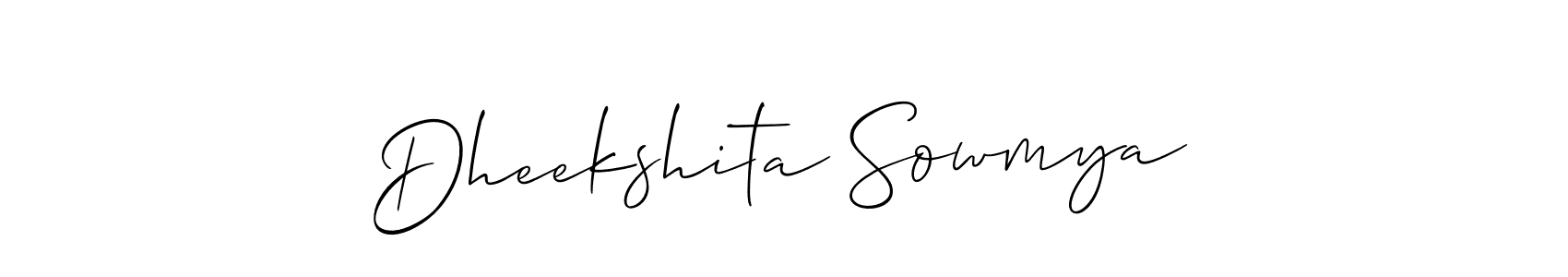 Also You can easily find your signature by using the search form. We will create Dheekshita Sowmya name handwritten signature images for you free of cost using Allison_Script sign style. Dheekshita Sowmya signature style 2 images and pictures png