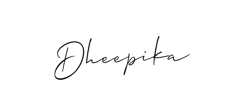 Use a signature maker to create a handwritten signature online. With this signature software, you can design (Allison_Script) your own signature for name Dheepika. Dheepika signature style 2 images and pictures png