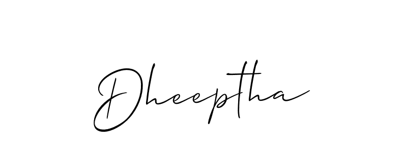 Use a signature maker to create a handwritten signature online. With this signature software, you can design (Allison_Script) your own signature for name Dheeptha. Dheeptha signature style 2 images and pictures png