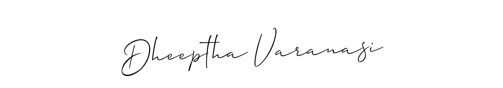 Create a beautiful signature design for name Dheeptha Varanasi. With this signature (Allison_Script) fonts, you can make a handwritten signature for free. Dheeptha Varanasi signature style 2 images and pictures png