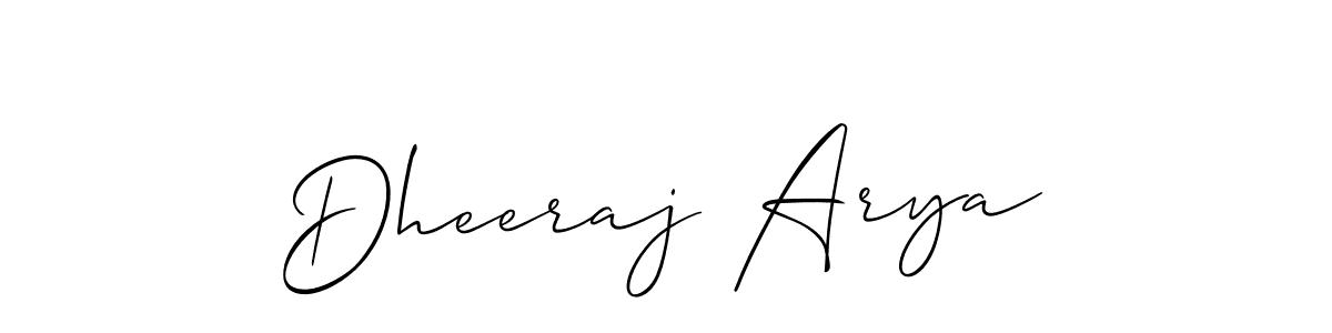 Make a beautiful signature design for name Dheeraj Arya. With this signature (Allison_Script) style, you can create a handwritten signature for free. Dheeraj Arya signature style 2 images and pictures png