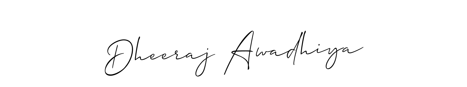Use a signature maker to create a handwritten signature online. With this signature software, you can design (Allison_Script) your own signature for name Dheeraj Awadhiya. Dheeraj Awadhiya signature style 2 images and pictures png