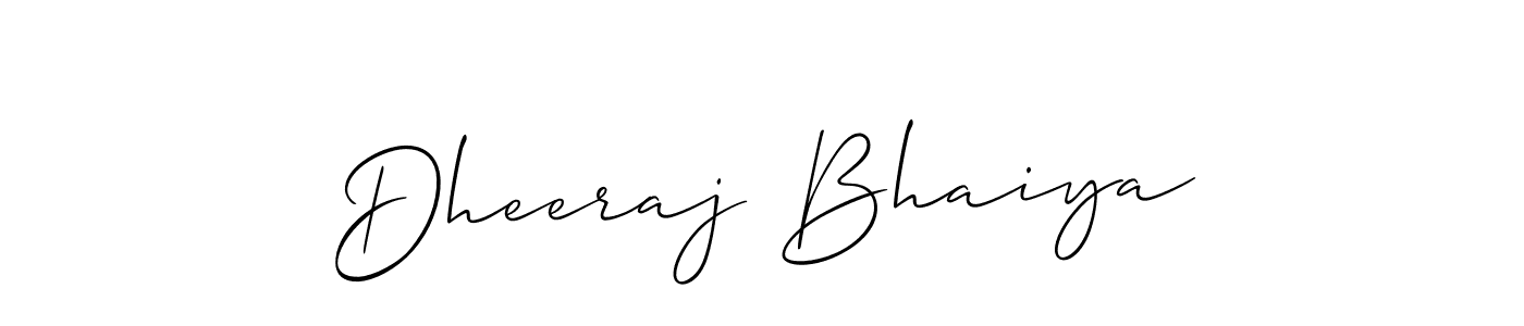 Make a beautiful signature design for name Dheeraj Bhaiya. With this signature (Allison_Script) style, you can create a handwritten signature for free. Dheeraj Bhaiya signature style 2 images and pictures png