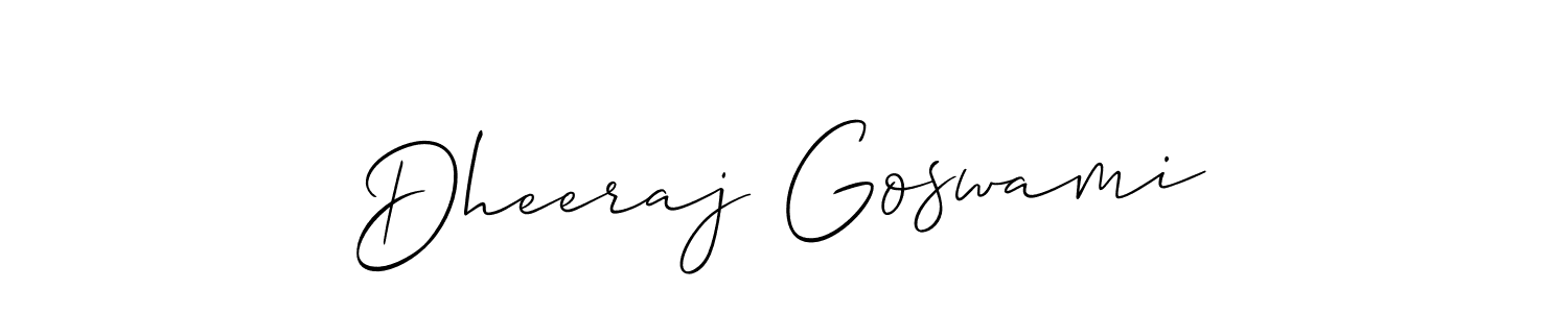 The best way (Allison_Script) to make a short signature is to pick only two or three words in your name. The name Dheeraj Goswami include a total of six letters. For converting this name. Dheeraj Goswami signature style 2 images and pictures png