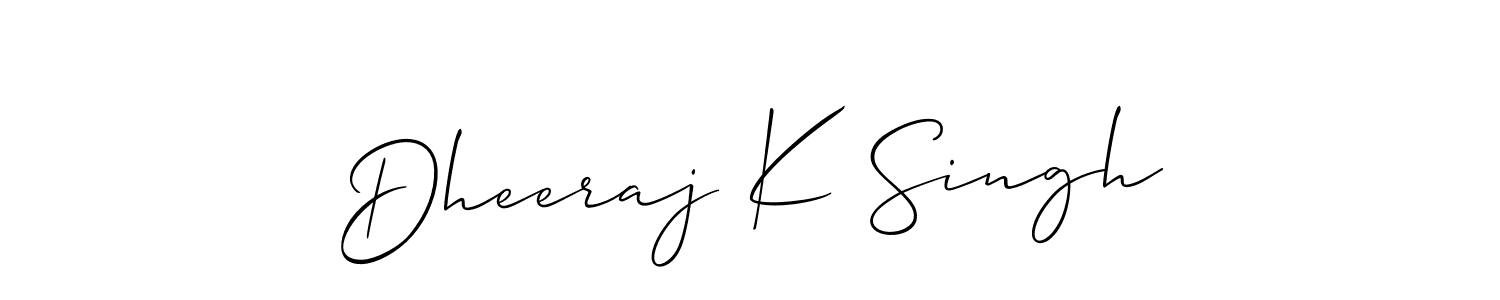 Allison_Script is a professional signature style that is perfect for those who want to add a touch of class to their signature. It is also a great choice for those who want to make their signature more unique. Get Dheeraj K Singh name to fancy signature for free. Dheeraj K Singh signature style 2 images and pictures png