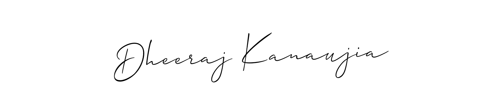 Allison_Script is a professional signature style that is perfect for those who want to add a touch of class to their signature. It is also a great choice for those who want to make their signature more unique. Get Dheeraj Kanaujia name to fancy signature for free. Dheeraj Kanaujia signature style 2 images and pictures png
