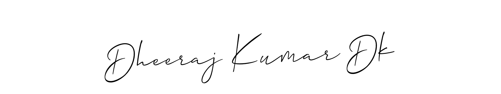 It looks lik you need a new signature style for name Dheeraj Kumar Dk. Design unique handwritten (Allison_Script) signature with our free signature maker in just a few clicks. Dheeraj Kumar Dk signature style 2 images and pictures png