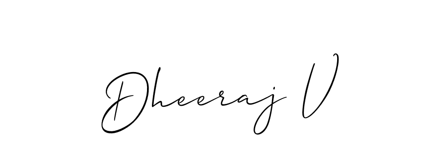 Allison_Script is a professional signature style that is perfect for those who want to add a touch of class to their signature. It is also a great choice for those who want to make their signature more unique. Get Dheeraj V name to fancy signature for free. Dheeraj V signature style 2 images and pictures png
