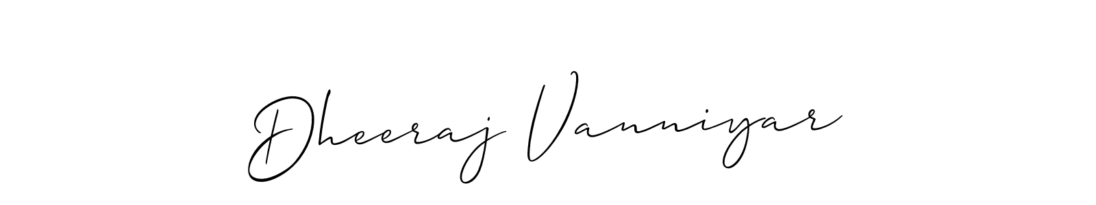 Create a beautiful signature design for name Dheeraj Vanniyar. With this signature (Allison_Script) fonts, you can make a handwritten signature for free. Dheeraj Vanniyar signature style 2 images and pictures png