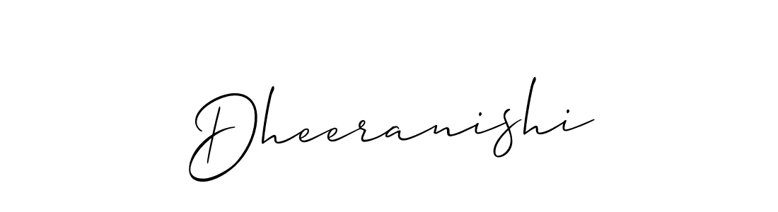 Use a signature maker to create a handwritten signature online. With this signature software, you can design (Allison_Script) your own signature for name Dheeranishi. Dheeranishi signature style 2 images and pictures png