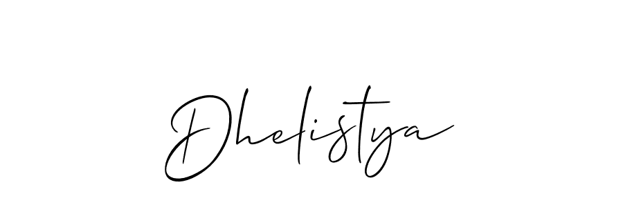 The best way (Allison_Script) to make a short signature is to pick only two or three words in your name. The name Dhelistya include a total of six letters. For converting this name. Dhelistya signature style 2 images and pictures png