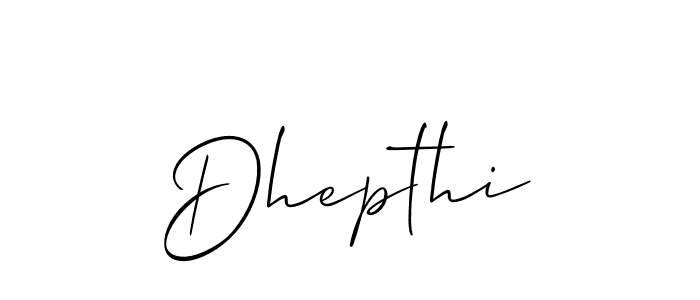 The best way (Allison_Script) to make a short signature is to pick only two or three words in your name. The name Dhepthi include a total of six letters. For converting this name. Dhepthi signature style 2 images and pictures png